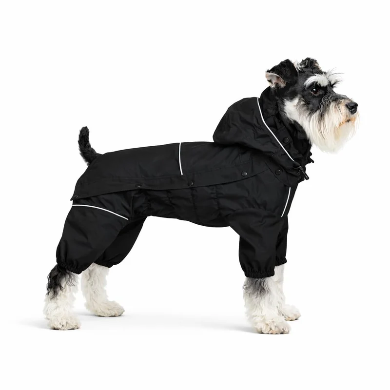 LOVELONGLONG Manteau pour chien imperméable doublé polaire — Capuche amovible et protection hiver — Noir