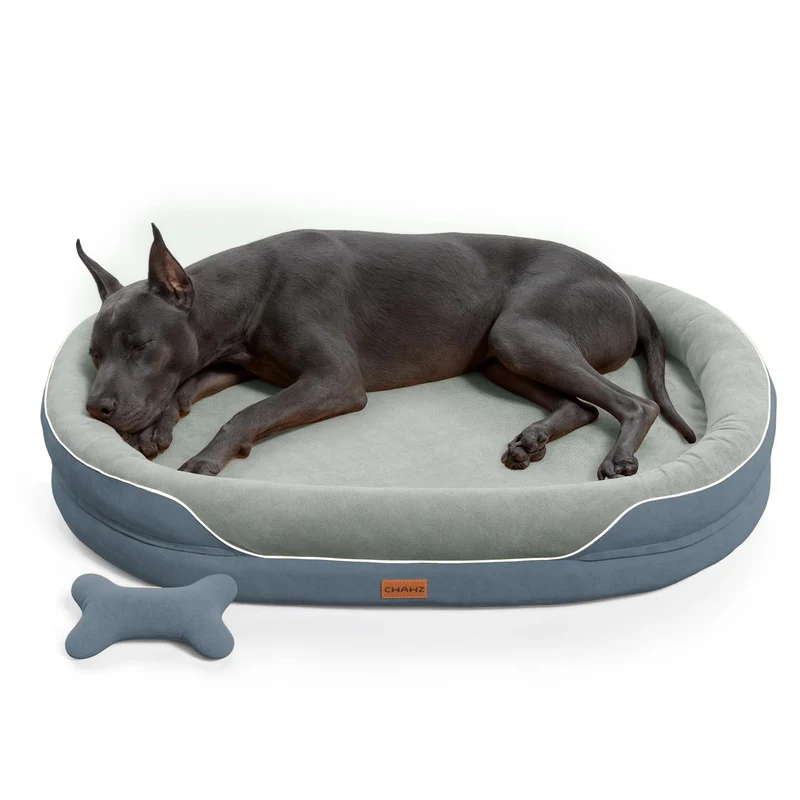 CWAWZ Lit Chien XXL 53 pouces – Couchage orthopédique avec gel et rembourrages