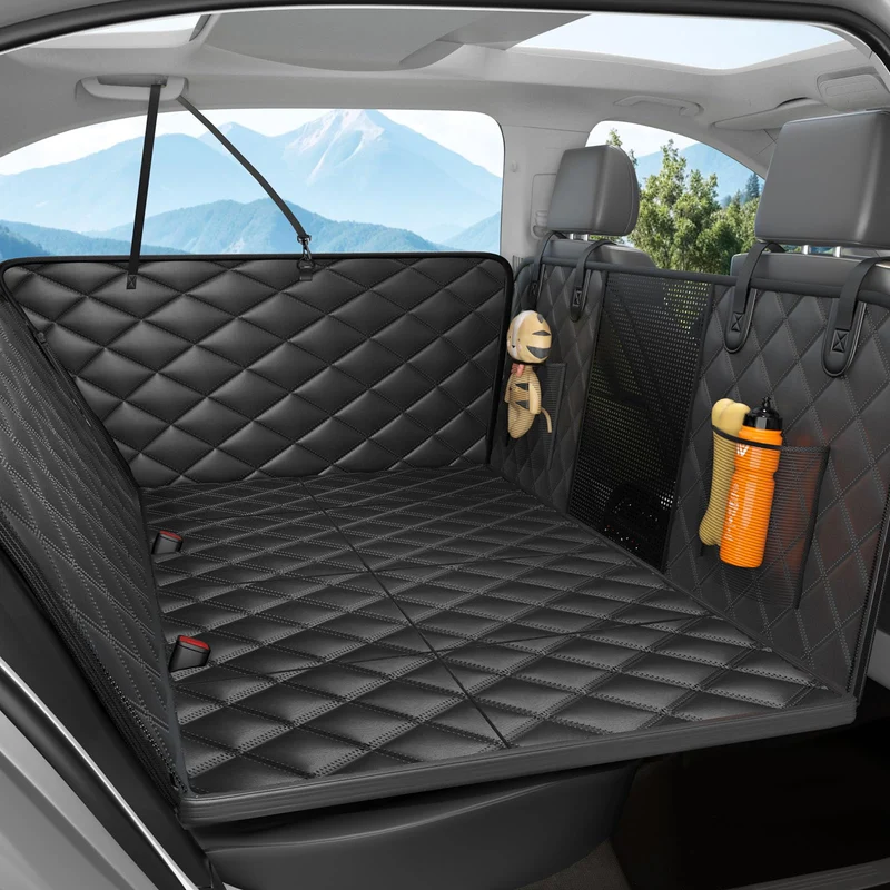 Housse de siège arrière Eamefia pour chien — Hamac dur, imperméable et antidérapante, 400 lb, pour voitures, SUV et camions (noir)