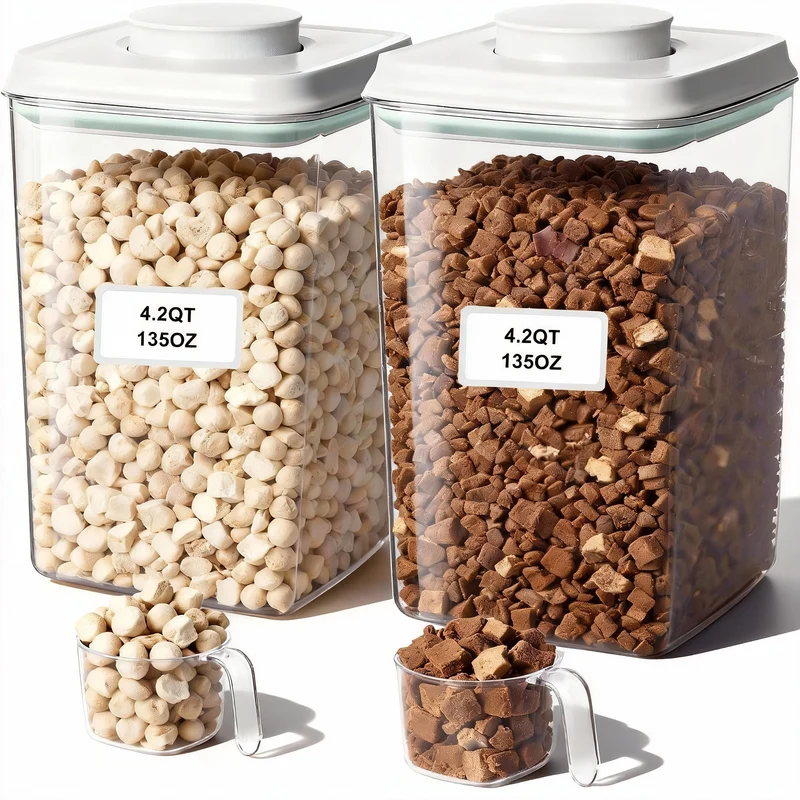 Cozey Daily Conteneur Pop – 4L x 2 pour chiens et chats, rangement croquettes et friandises avec doseur 130 ml