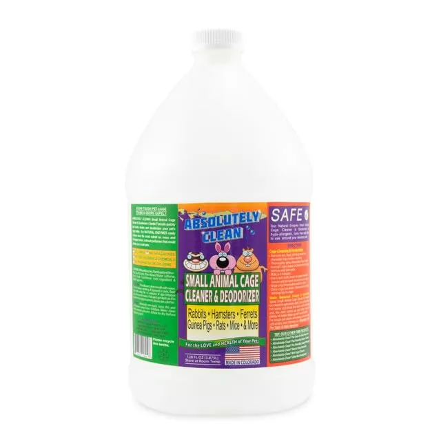 Absolutely Clean – Nettoyant Spray pour Cages de Petits Mammifères | Lot 4×128 oz | Fabriqué aux États-Unis