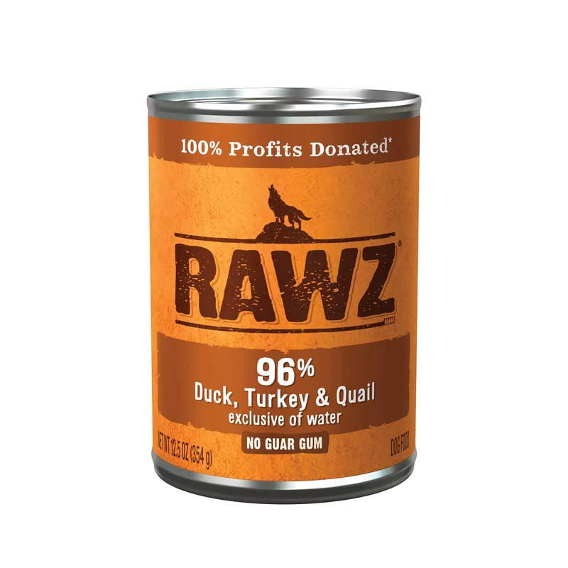 Rawz 96% Viande – Aliment humide en conserve pour chiens (Canard, Dinde & Caille) Pack de 12 x 375 ml