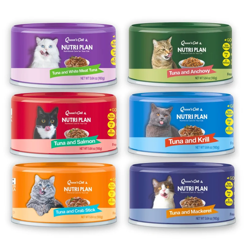 Queen's Cat & NUTRI PLAN Nourriture humide gourmet au thon pour chat — 6 saveurs haute protéine, taurine, sans conservateurs