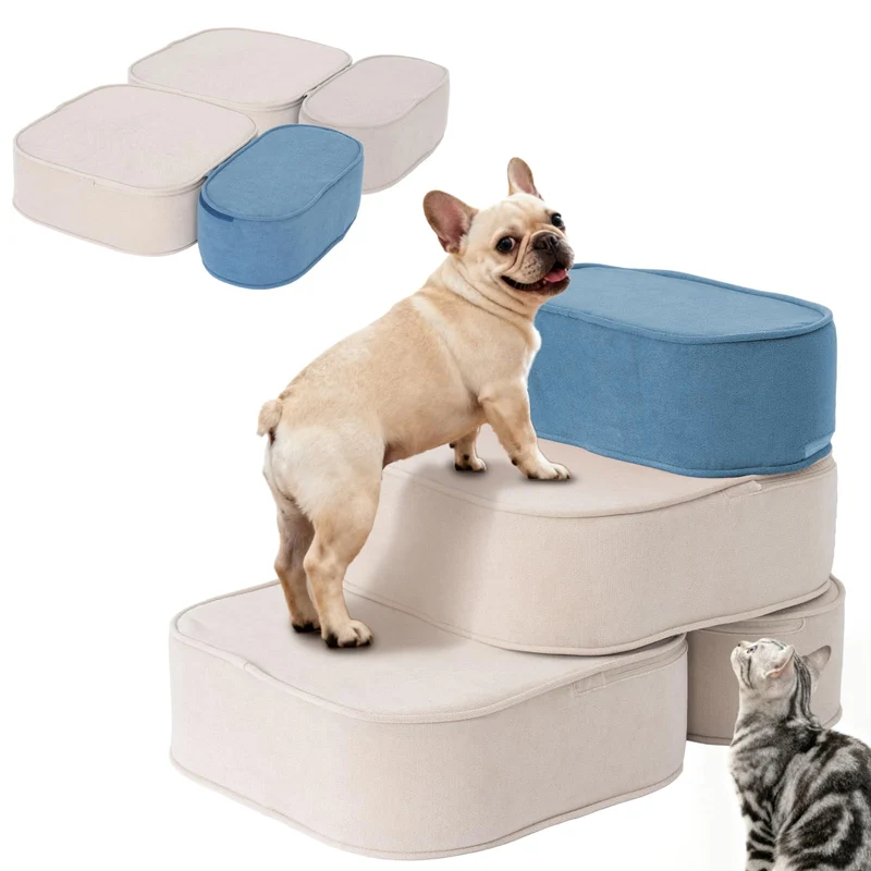 FKSLIFE Escaliers pour Chiens Petits – Hauteur 17,7 pouces, 2-en-1, Antidérapants, Pour Lit et Canapé
