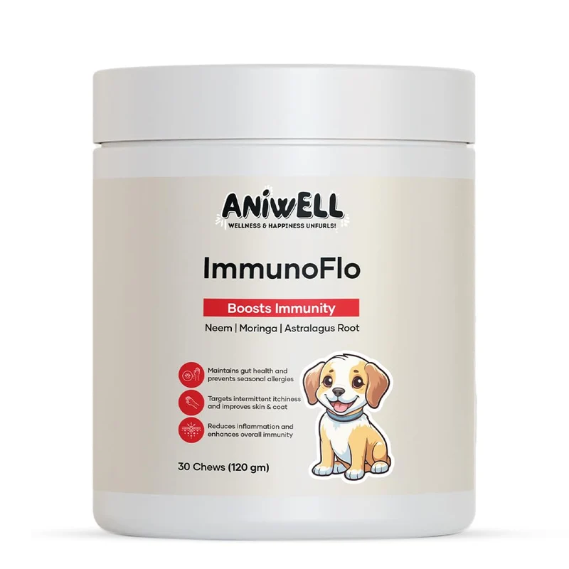 Aniwell ImmunoFlo : Solution naturelle pour l’immunité et les allergies canines – Friandises molles, Pack de 2