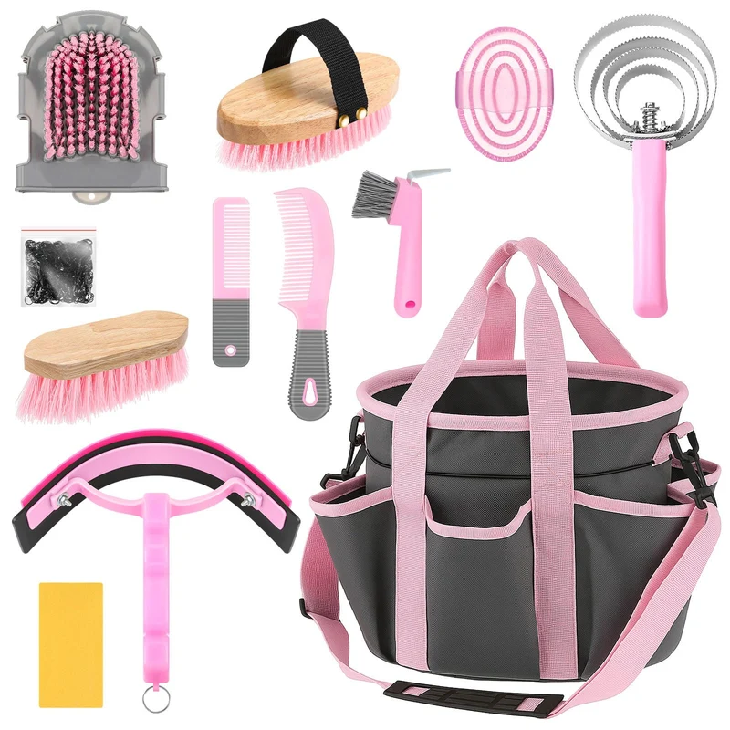 Abbylike Kit Soins Cheval 12 Pièces avec Sac Organisateur – Trousse Toilettage Équin