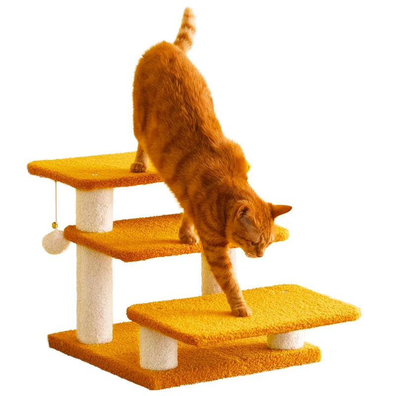 Furcato Escalier Multi-Étages 15 Hauteur – 3 Marches pour Chats et Chiens (Jaune)