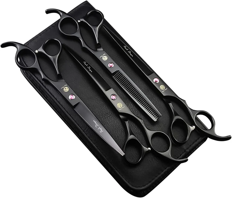 Purple Dragon Kit Ciseaux Toilettage Pro 7 Pouces – 4 Pièces en Acier Japon Premium