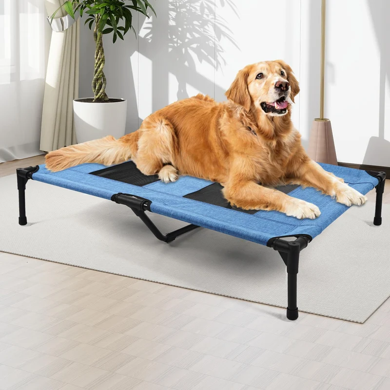 Lit Chien Surélevé Aimease – Couchage Portable Rafraîchissant Intérieur/Extérieur (Bleu)
