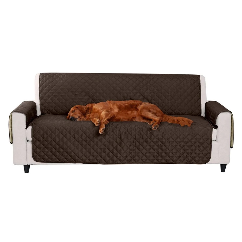 Furhaven – Housse de canapé résistante à l'eau et réversible – Duo bicolore Espresso/Clay