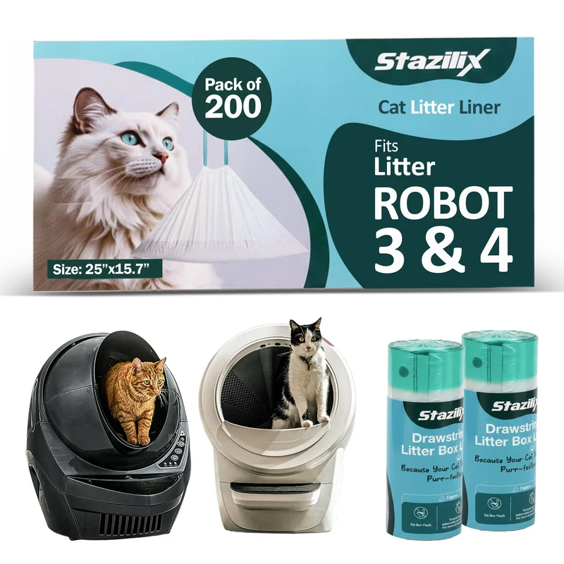 Stazilix – Sacs de litière compatibles Litter Robot 3 & 4, épais et résistants – Lot de 200