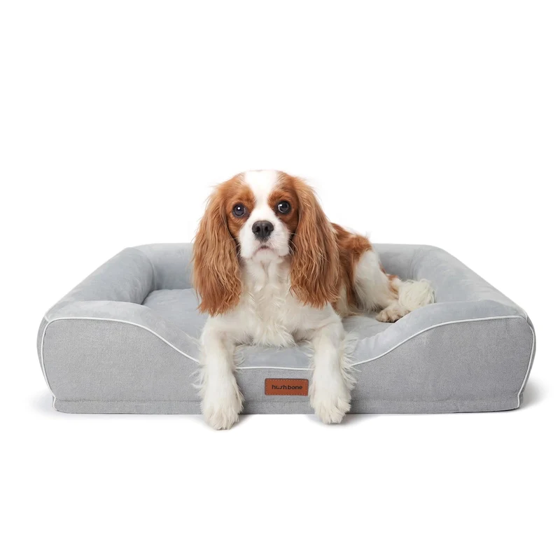 Hush Bone – Lit Orthopédique pour Chiens Petits et Moyens, Mousse Mémoire Gel Refroidissant, Housse Lavable, Antidérapant 28 pouces x 23 pouces x 6,5 pouces