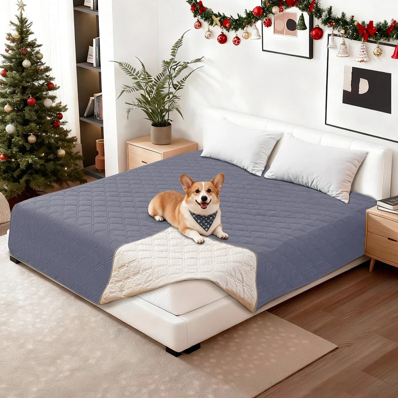 CYCMACO Housse Canapé Imperméable pour Animaux – Anti-Dérapage & Lavable (82x102 in, Gris Bleu)