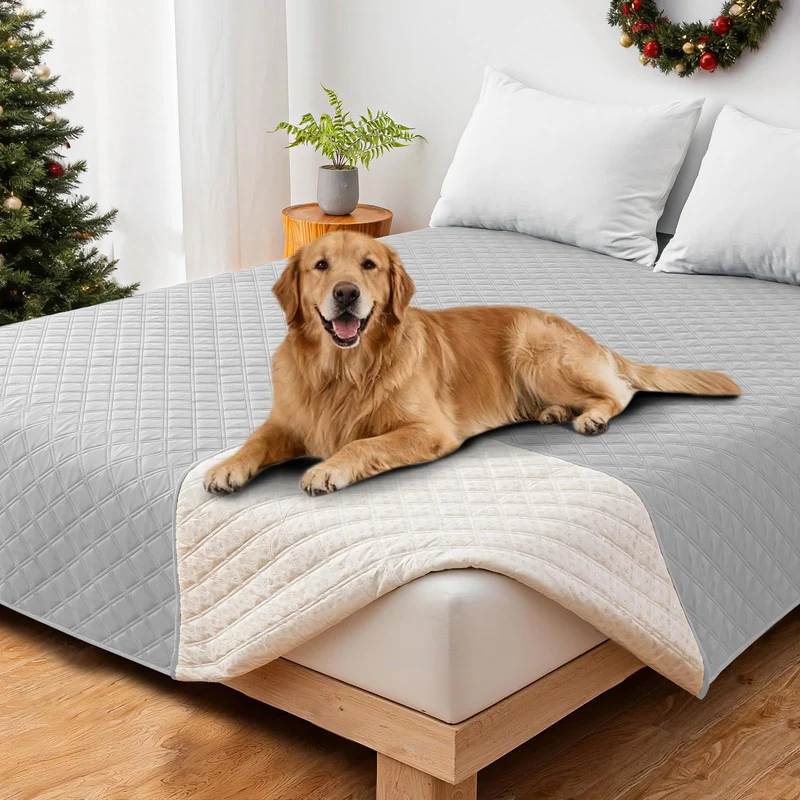 CYCMACO Housse Imperméable pour Chien – Couverture Antidérapante Canapé, Lavable, 208 x 259 cm, Gris Clair