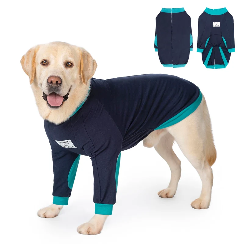 Yeapeeto Vêtement Protection Coudes Chiens — Récupération Post-Chirurgie 6XL Bleu-Vert
