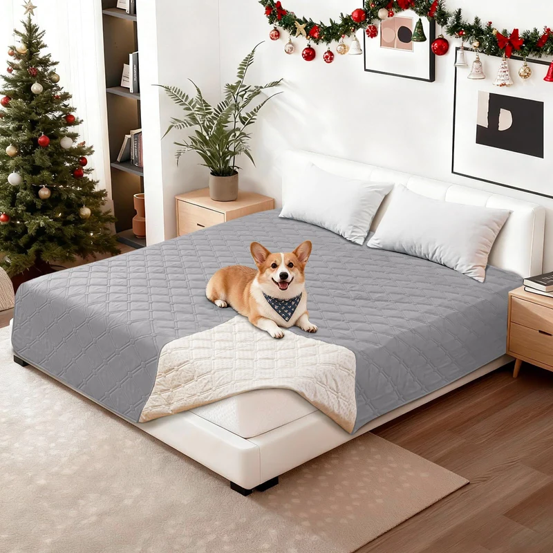CYCMACO Housse de canapé étanche pour animaux – Protection lavable, 82x102 pouces (gris clair)