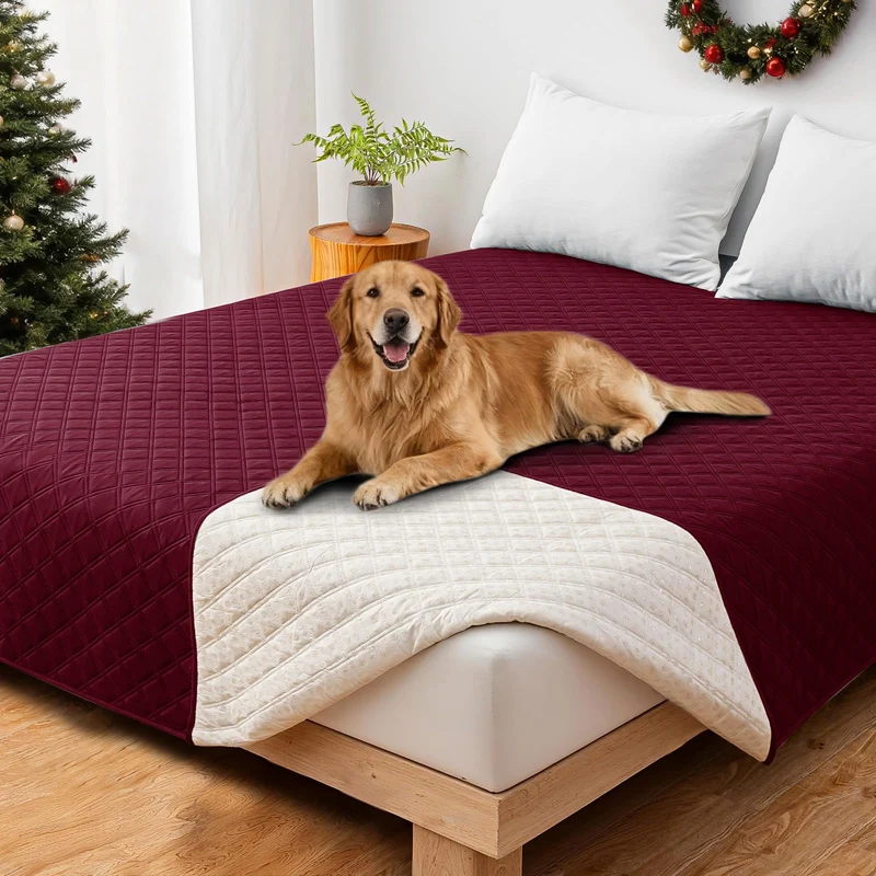 CYCMACO Housse Imperméable pour Chien — Couverture Antidérapante pour Canapé 82x102 po Bourgogne