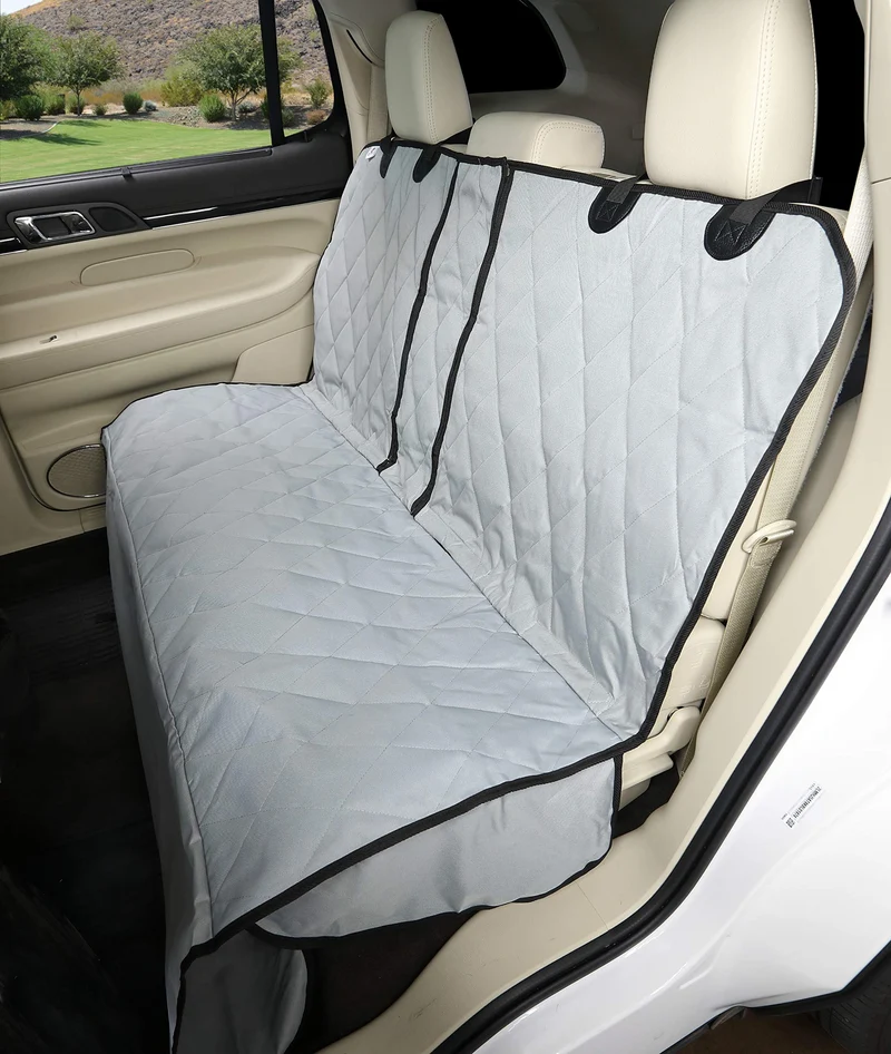 4Knines Hamac banquette arrière XL – Housse 60/40 pour camions et grands SUV (Gris) | Accès accoudoir & ceinture | Imperméable