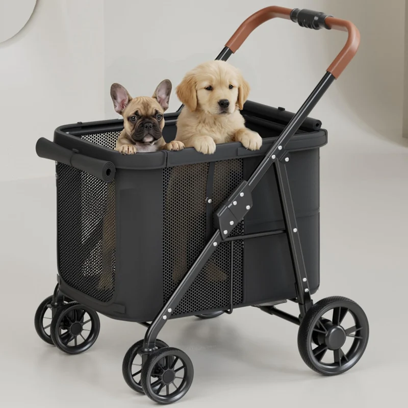 NUGUTIC Chariot pour chiens – Grand et moyen, pliable tout-terrain jusqu’à 80 lb (36 kg)