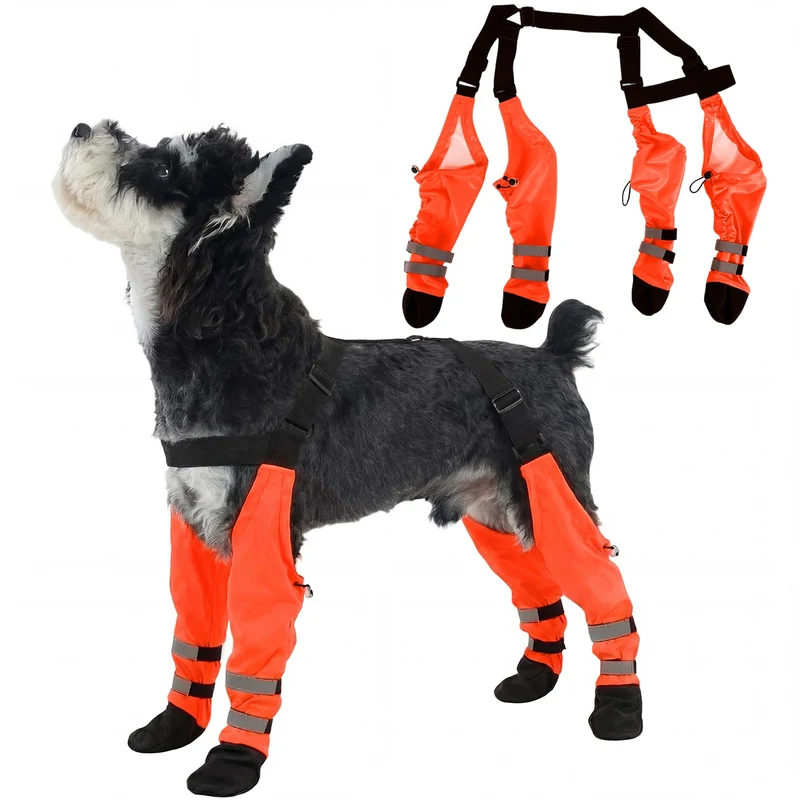 AuraPaw Bottes pour Chien Étanches – Système Suspenseur et Semelle Renforcée (Orange, Taille S)