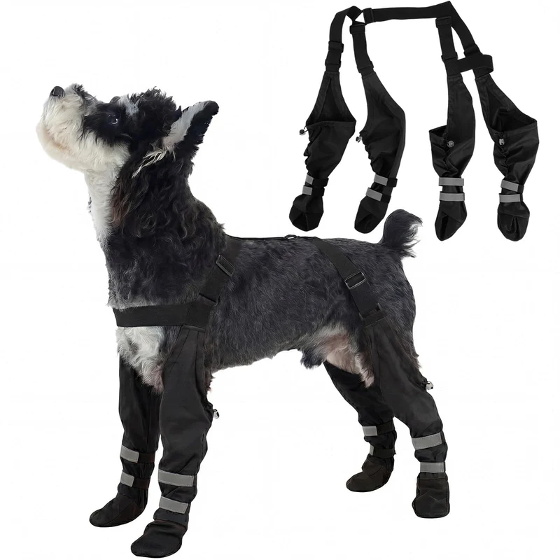 AuraPaw Bottes-reflechissantes pour Chien avec Bretelles – Imperméables et Antiderapantes