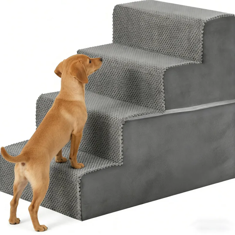 Escaliers Simple Deluxe pour Chiens Petits – 4 Marches, Confort et Antidérapants
