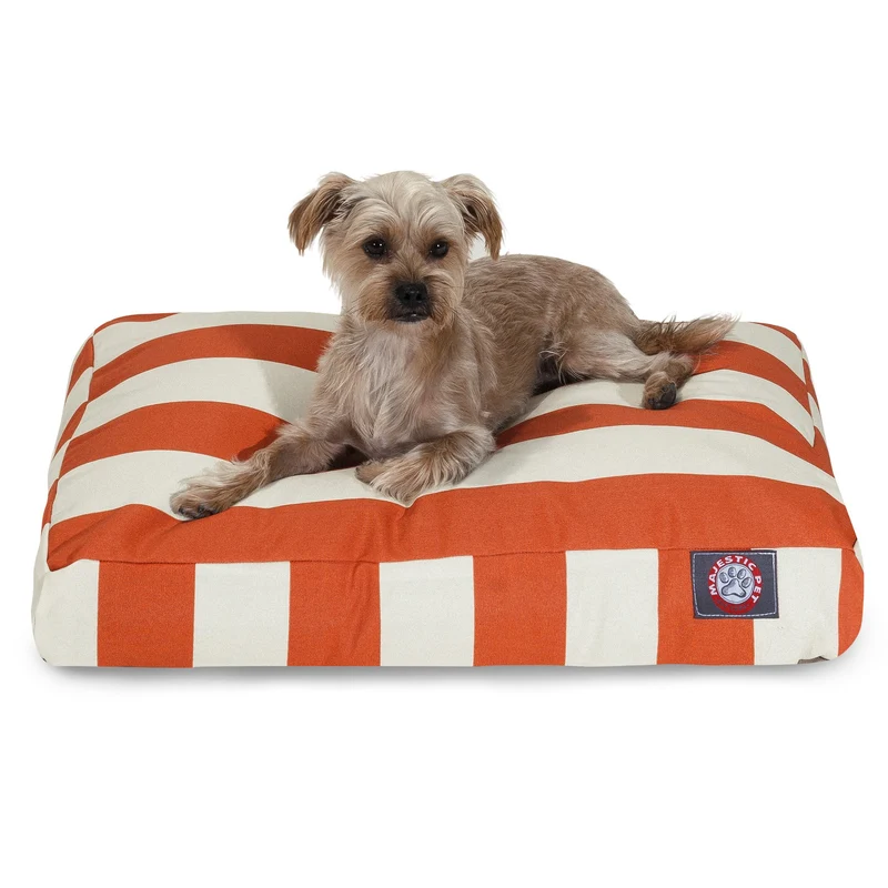 Majestic Pet – Lit Chien Rectangle Petit Lavable, Antidérapant et Confort – Housse Amovible – Lit de Repos pour Caisse 27x20x4 po – Orange Brûlé