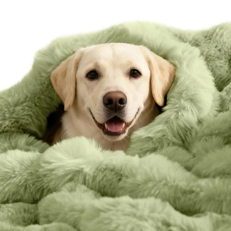 SOMAHE Couverture auto-chauffante pour chien | 39x30 po, double-face Sherpa, anti-statique, lavable en machine — Vert