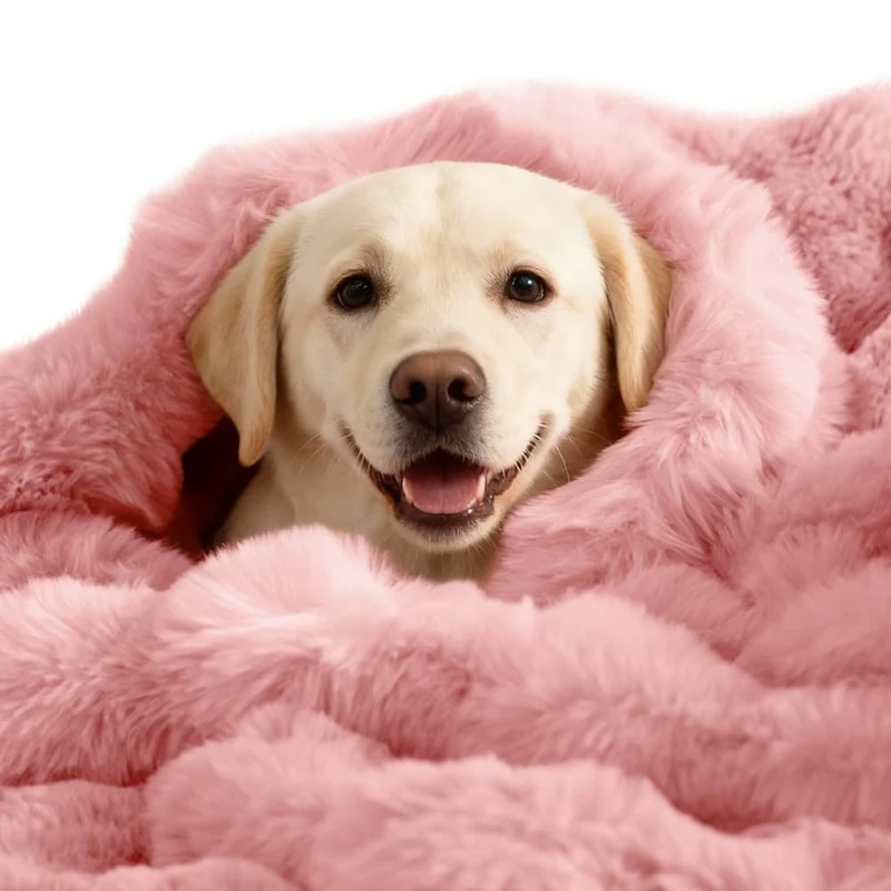 SOMAHE Couverture auto-chauffante pour chien 39x30 — Double-face sherpa, anti-statique, lavable