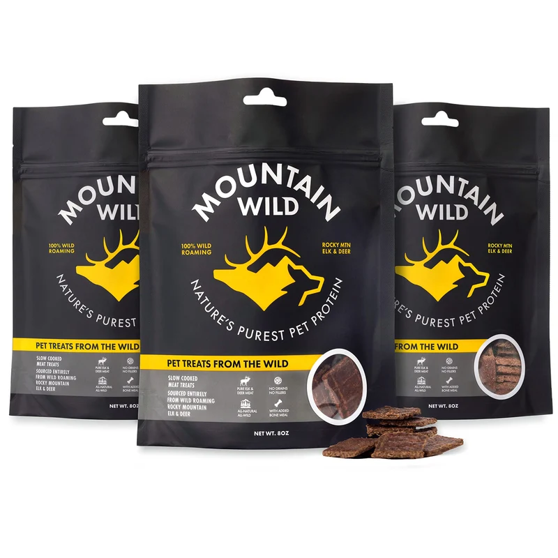 MOUNTAIN WILD Friandises Dressage Chevreuil et Cerf – Protéine Pure Sans Céréales – 3×226 g