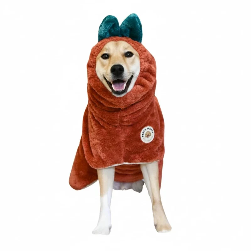DERPYCHAPPY Robe de Bain Premium pour Chien — Microfibre Ultra-Absorbante, Ajustable, Fabriquée en Corée