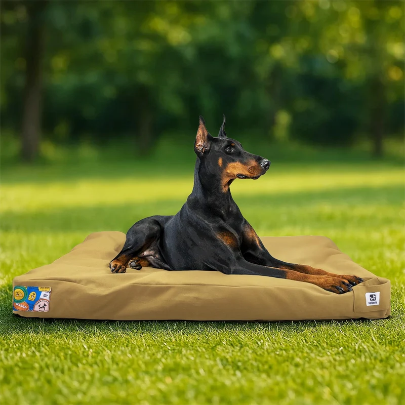 Lit Chien Sytopia 42'' en Canvas Indestructible – Housse Imperméable Lavable, XXL Jaune