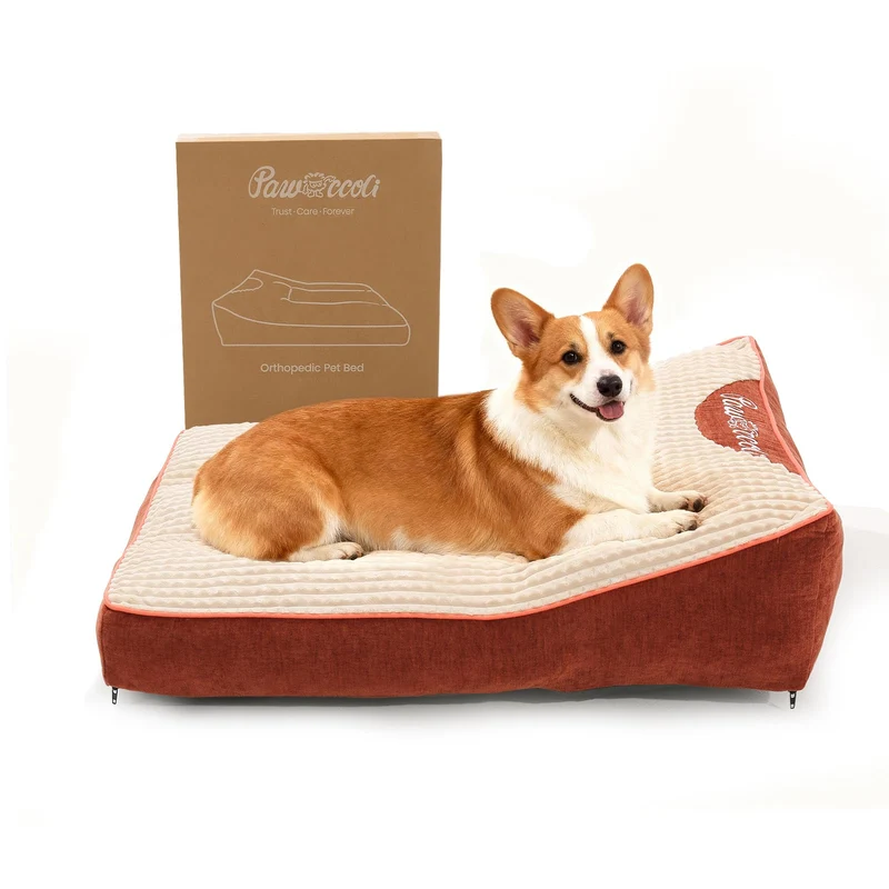 Pawccoli – Lit orthopédique pour chien et chat, couchage plat confortable, housse lavable, jusqu'à 30 lb