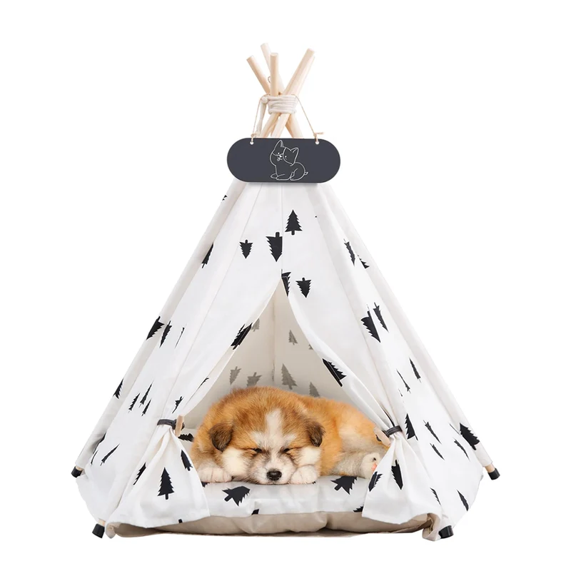 Mooipet Tepee pour chiens et chats | Tente-refuge avec coussin épais et lavable