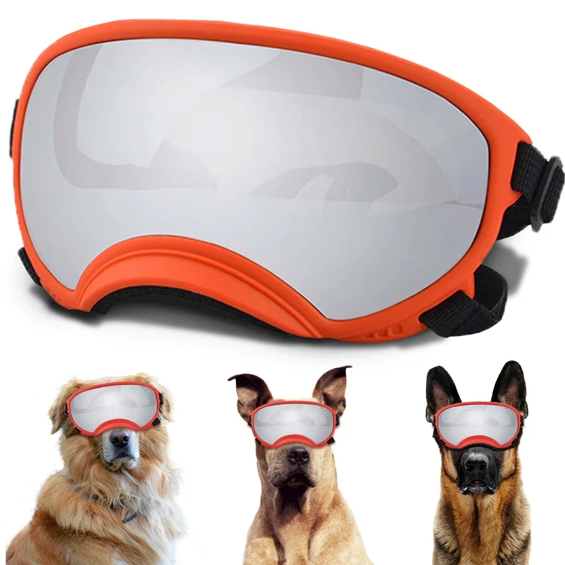 Lunettes pour chien NICERINC PET - Grand modèle, UV, sangle ajustable, mousse douce, noir