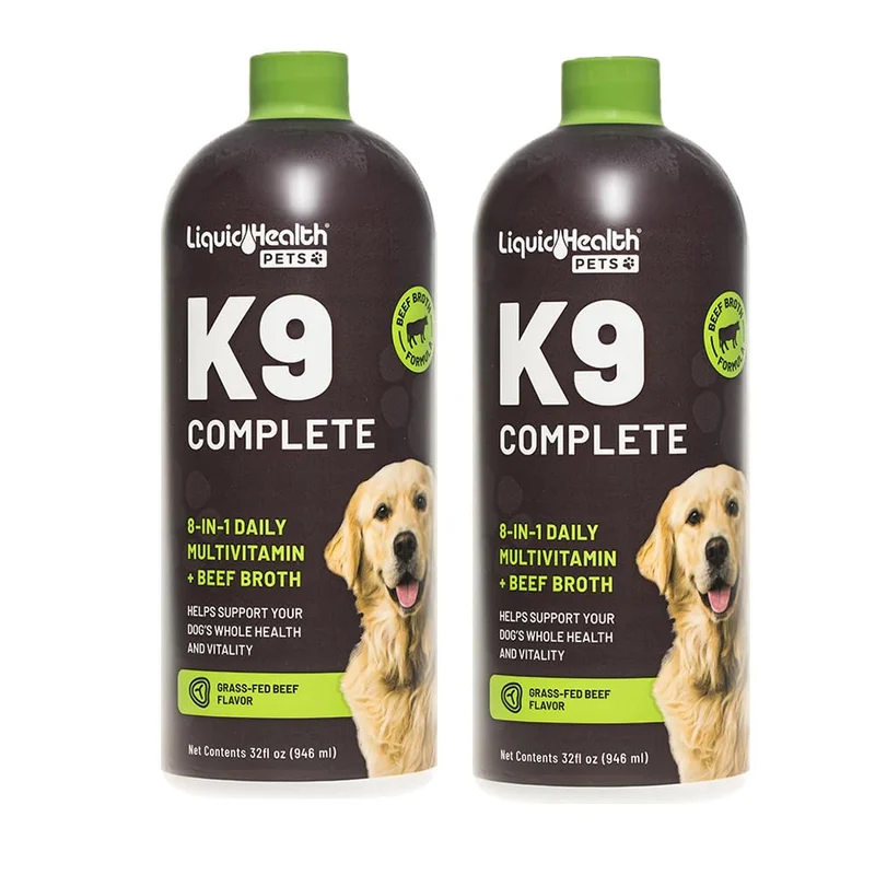 LIQUIDHEALTH K9 Complete 8-en-1 – Multivitamines liquides pour chiens (2 paquets) – peau, articulations et immunité – Fabriqué aux États‑Unis