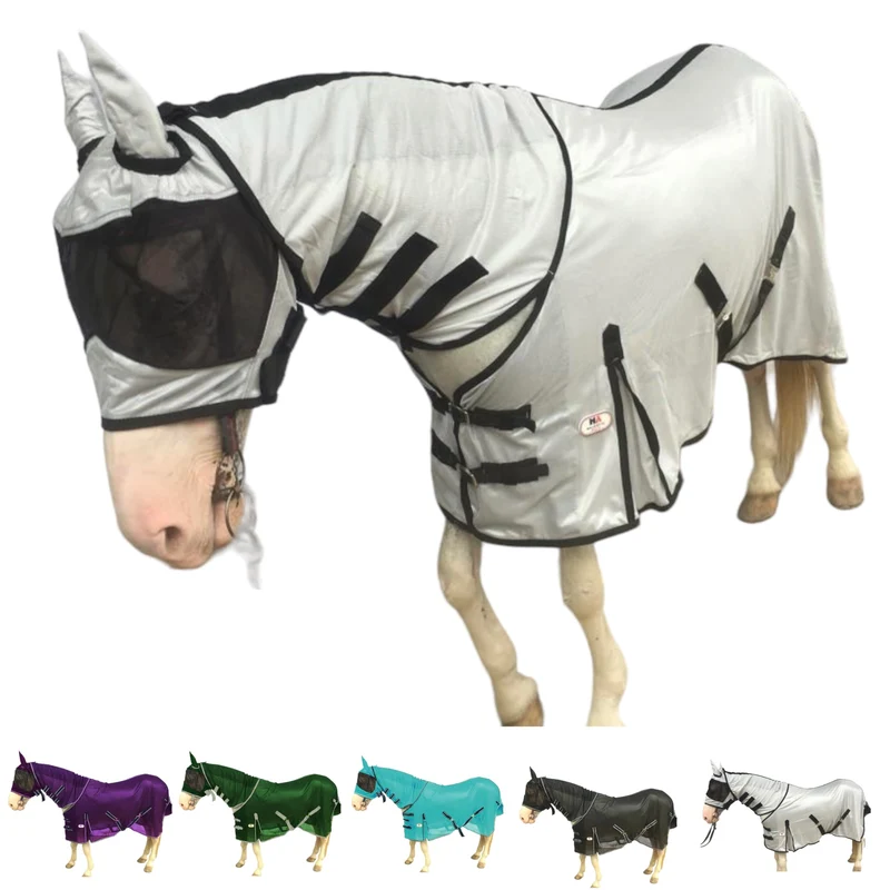 Majestic Ally Drap Anti-Mouches Cheval avec Capuche et Masque – UV, Ajustement, 76 po