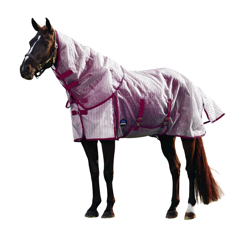 WeatherBeeta ComFiTec Ripshield – Couverture anti-mouches avec cou détachable, Blanc/Bourgogne, 81 pouces