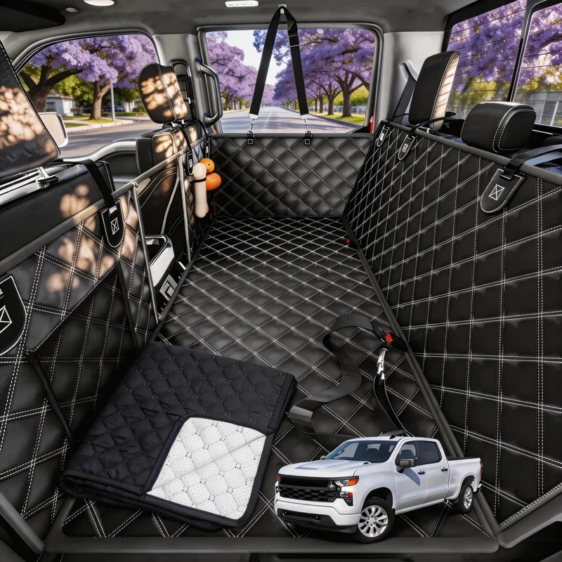 RYNVALE STUDIO Couvre-Siege Chien Arrière XL – Extenseur de Banquette, Plateau Dur Amovible, Étanche, 600 lb, Pour Camions et SUV BK-XL