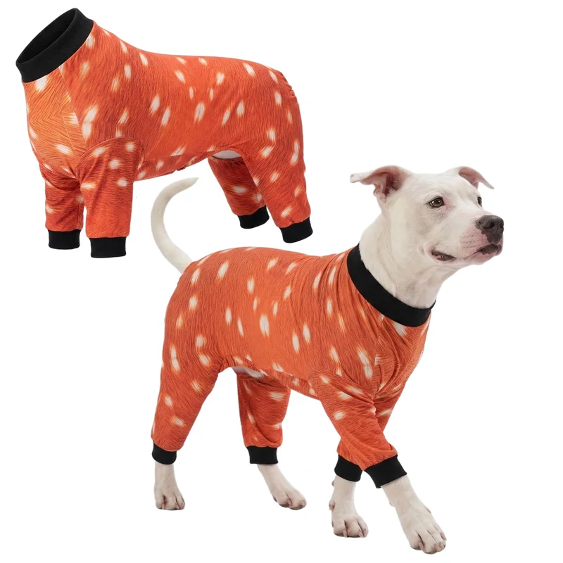 LovinPet Pyjama Chien Grand 4 Pattes – Imprimé Animal Rouge/Blanc, 3XL