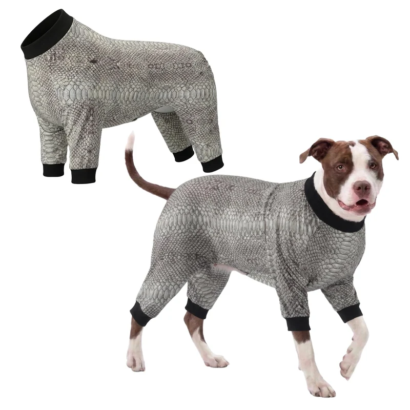 LovinPet Pyjama Chien Grand Modèle All-Season – Imprimé Animal, 4 Pattes, Gris, XL