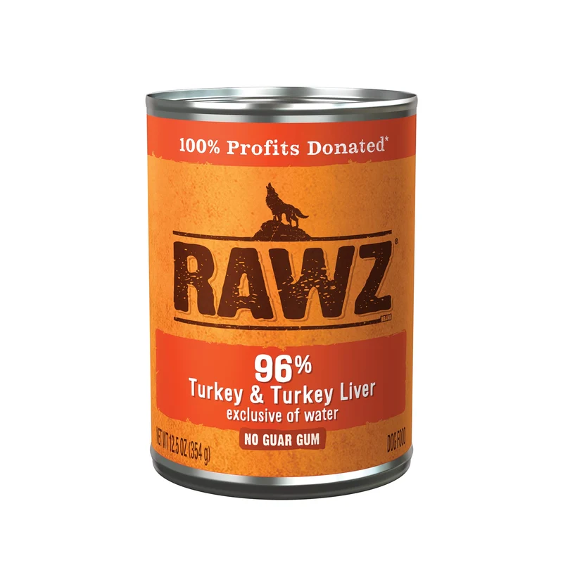 Rawz 96% Viande – Nourriture humide en conserve pour chiens (dinde et foie) – Lot 12 x 12,5 oz