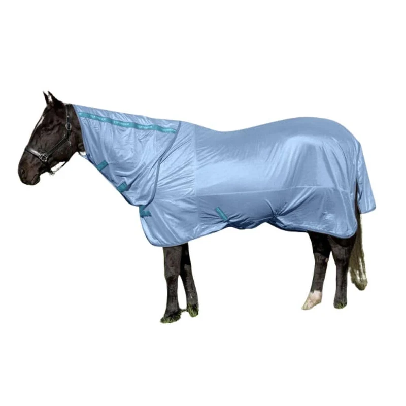 TuffRider Couverture anti-mouches en maille confortable avec encolure combinée – bleu porcelaine – taille 69