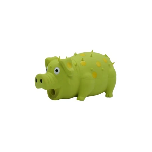 Bud'z Jouet en latex avec "Squeaker" - Cochon - Vert à pois jaunes