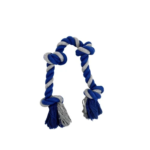 Bud'z Jouet de corde pour chien - Avec 4 nœuds - Large - Gris et bleu