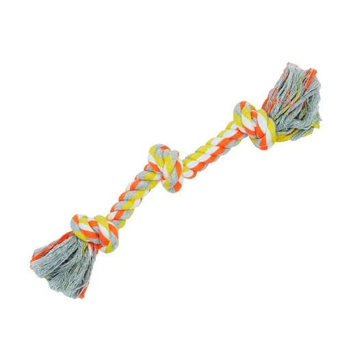 Bud'z Jouet de corde pour chien - Avec 3 nœuds - Orange et jaune