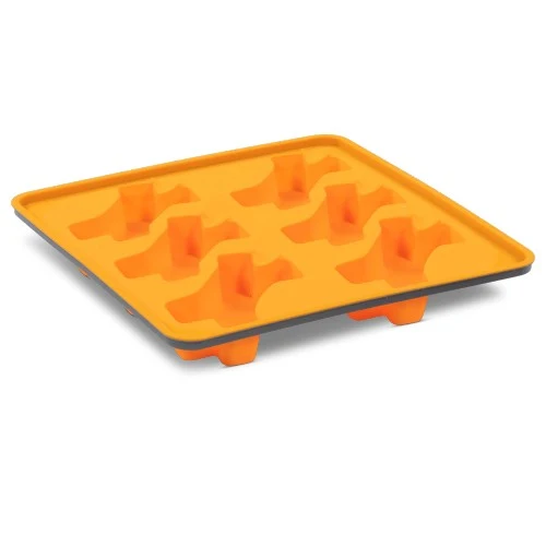 Messy Mutts Moule à sucettes glacées en silicone avec cadre (6 friandises) - Orange