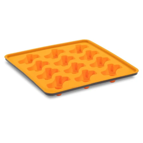 Messy Mutts Moule à sucettes glacées en silicone avec cadre (12 friandises) - Orange