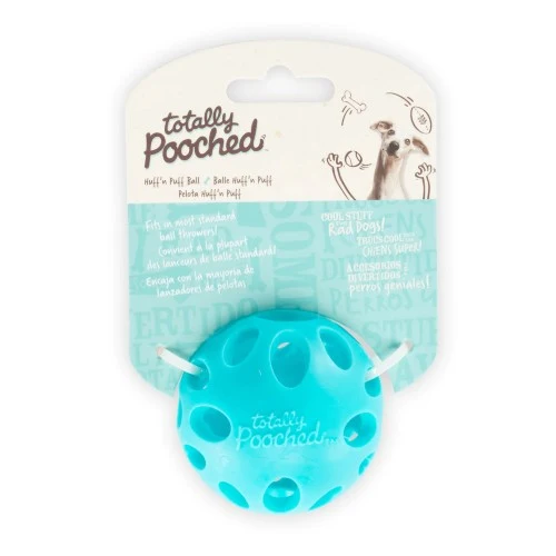 Messy Mutts ''Totally Pooched, Huff'n Puff Ball'' Jouet balle pour chien - Bleue