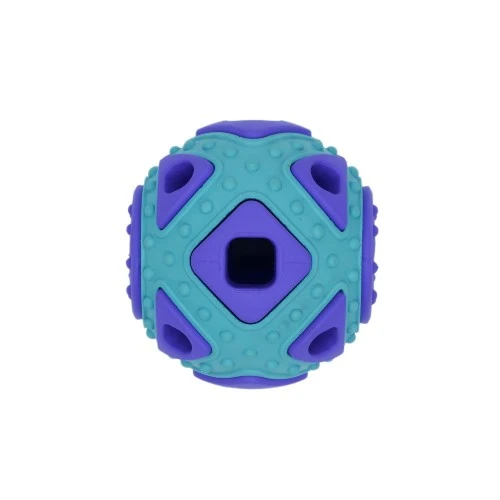 Bud'z Jouet en caoutchouc pour chien - Astro carré avec cachette à gâteries - Bleu